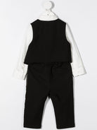 Completo tre pezzi per neonato Emporio Armani Kids bianco e nero con logo ricamato - Rubino Kids