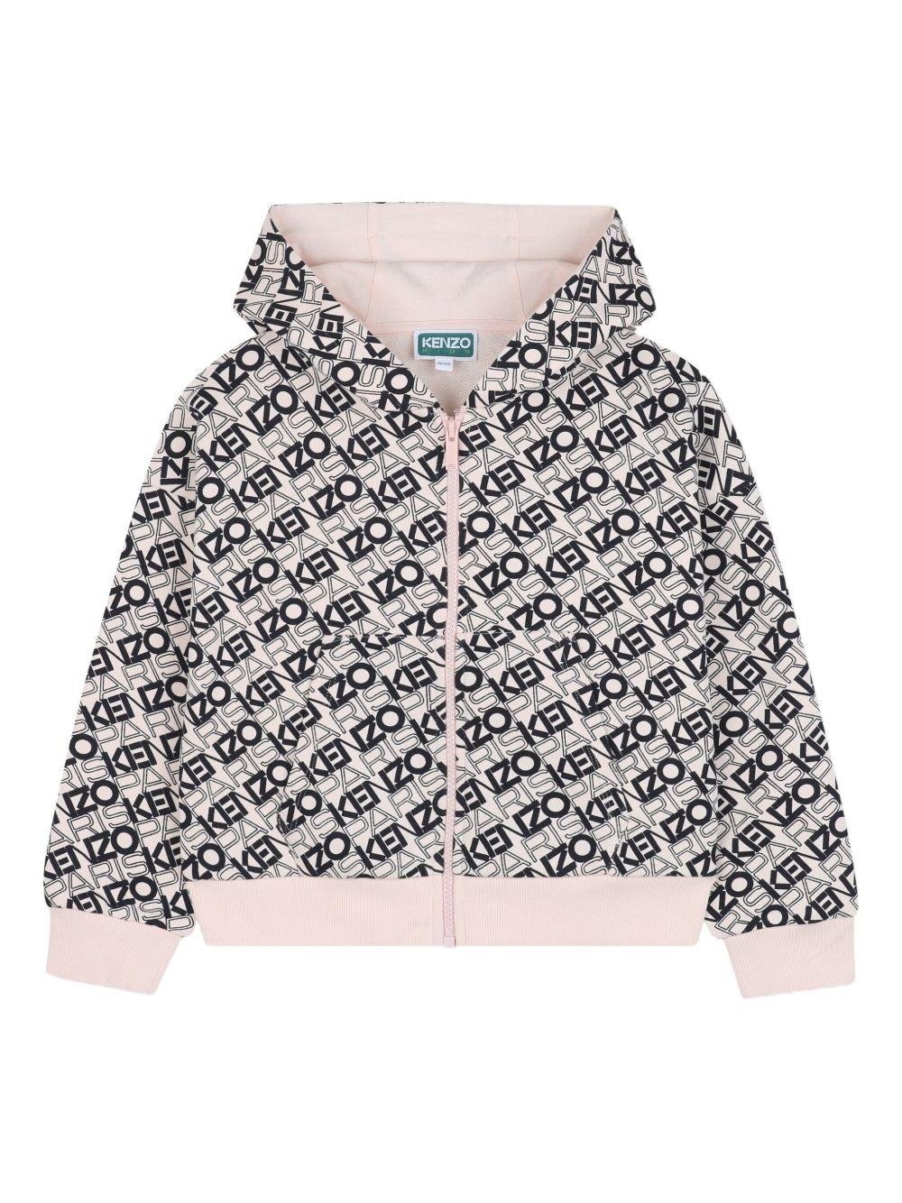 Completo tuta sportiva per bambina Kenzo Kids rosa con stampa con logo all - over - Rubino Kids