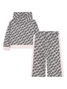 Completo tuta sportiva per bambina Kenzo Kids rosa con stampa con logo all - over - Rubino Kids