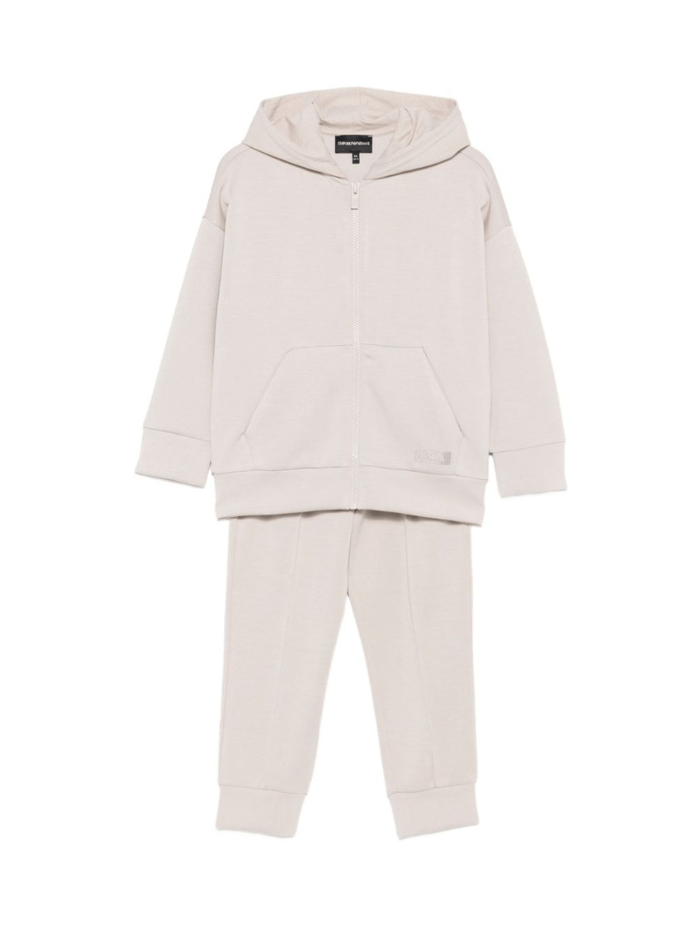 Completo tuta sportiva per bambino Emporio Armani Kids beige con etichetta con logo - Rubino Kids