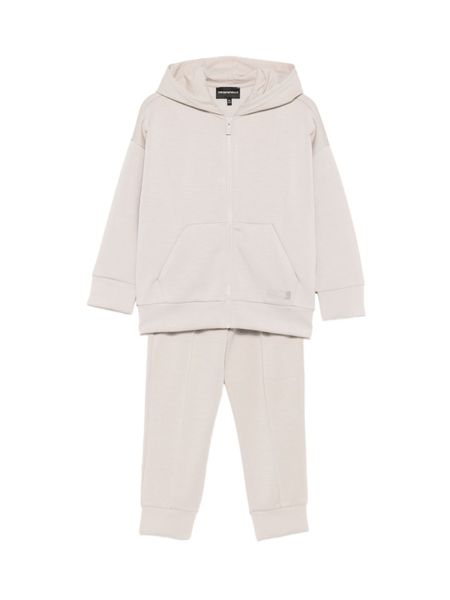 Emporio Armani Kids beige tracksuit set for boys with logo label