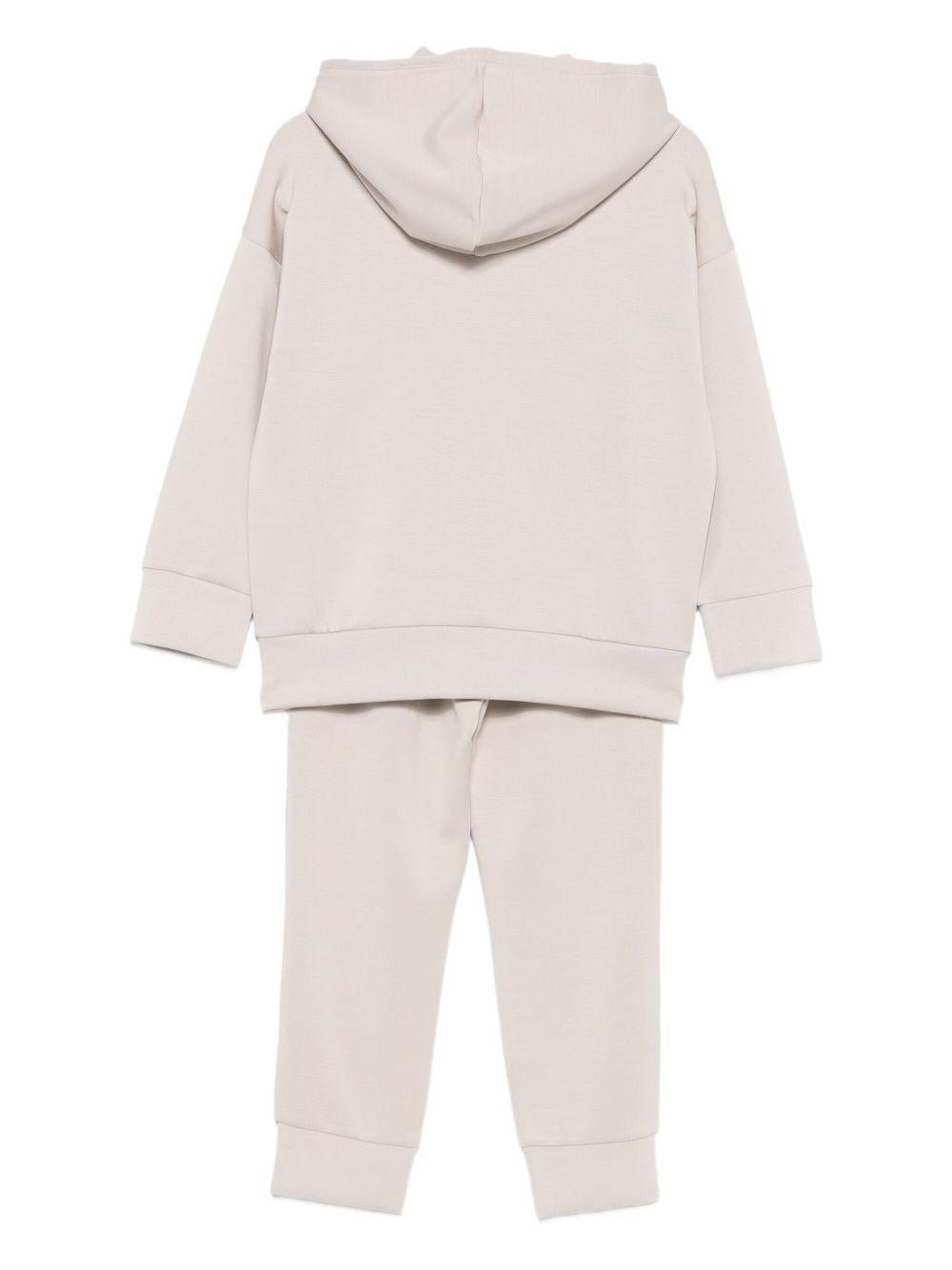 Completo tuta sportiva per bambino Emporio Armani Kids beige con etichetta con logo - Rubino Kids