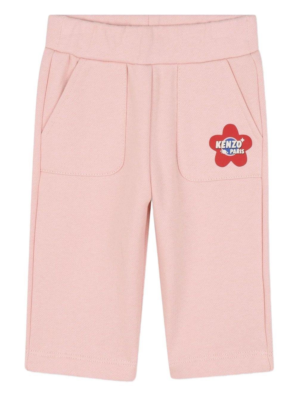 Completo tuta sportiva per neonata Kenzo Kids rosa con logo stampato - Rubino Kids