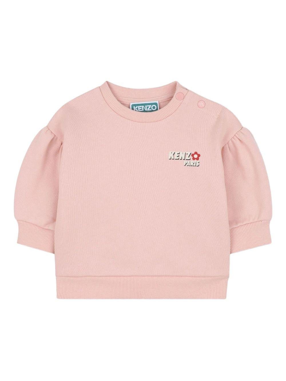 Kenzo Kids pink tracksuit set for baby girls with KENZO KIDS logo