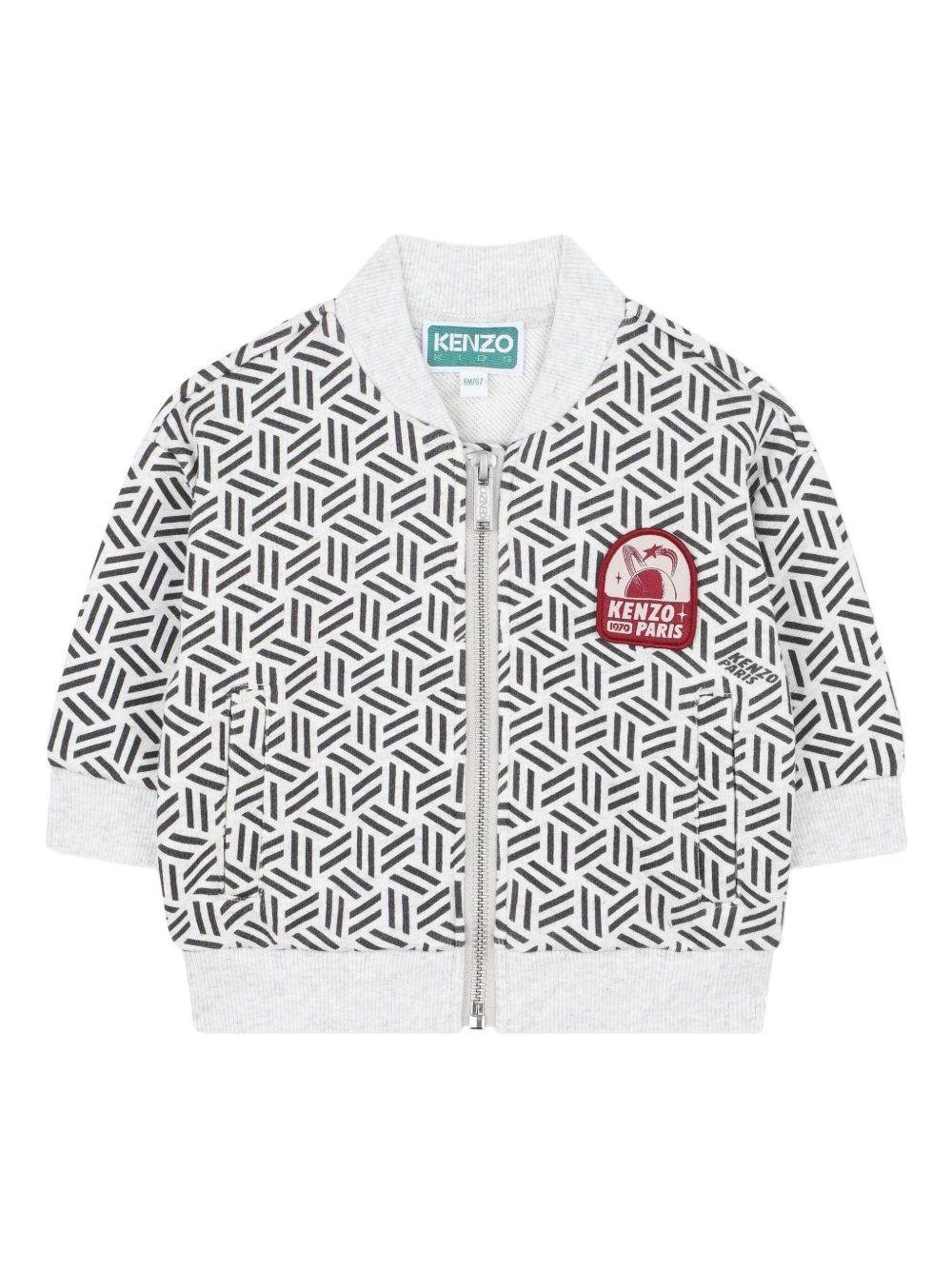 Completo tuta sportiva per neonato Kenzo Kids grigio con motivo con ricamo geometrico - Rubino Kids