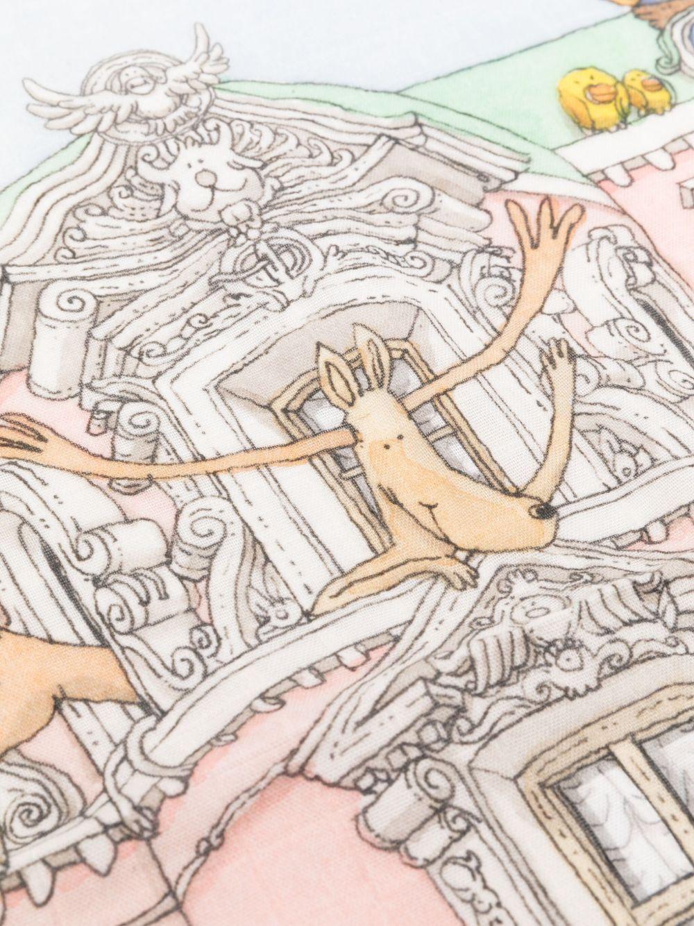 Coperta Monceau Mansion per neonati Atelier Choux azzurra con stampa stile illustrazione - Rubino Kids