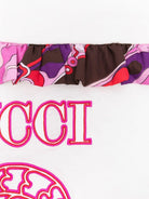 Coperta per neonata Emilio Pucci Junior bianca con stampa del logo arricciata - Rubino Kids