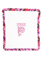 Coperta per neonata Emilio Pucci Junior bianca con stampa del logo arricciata - Rubino Kids