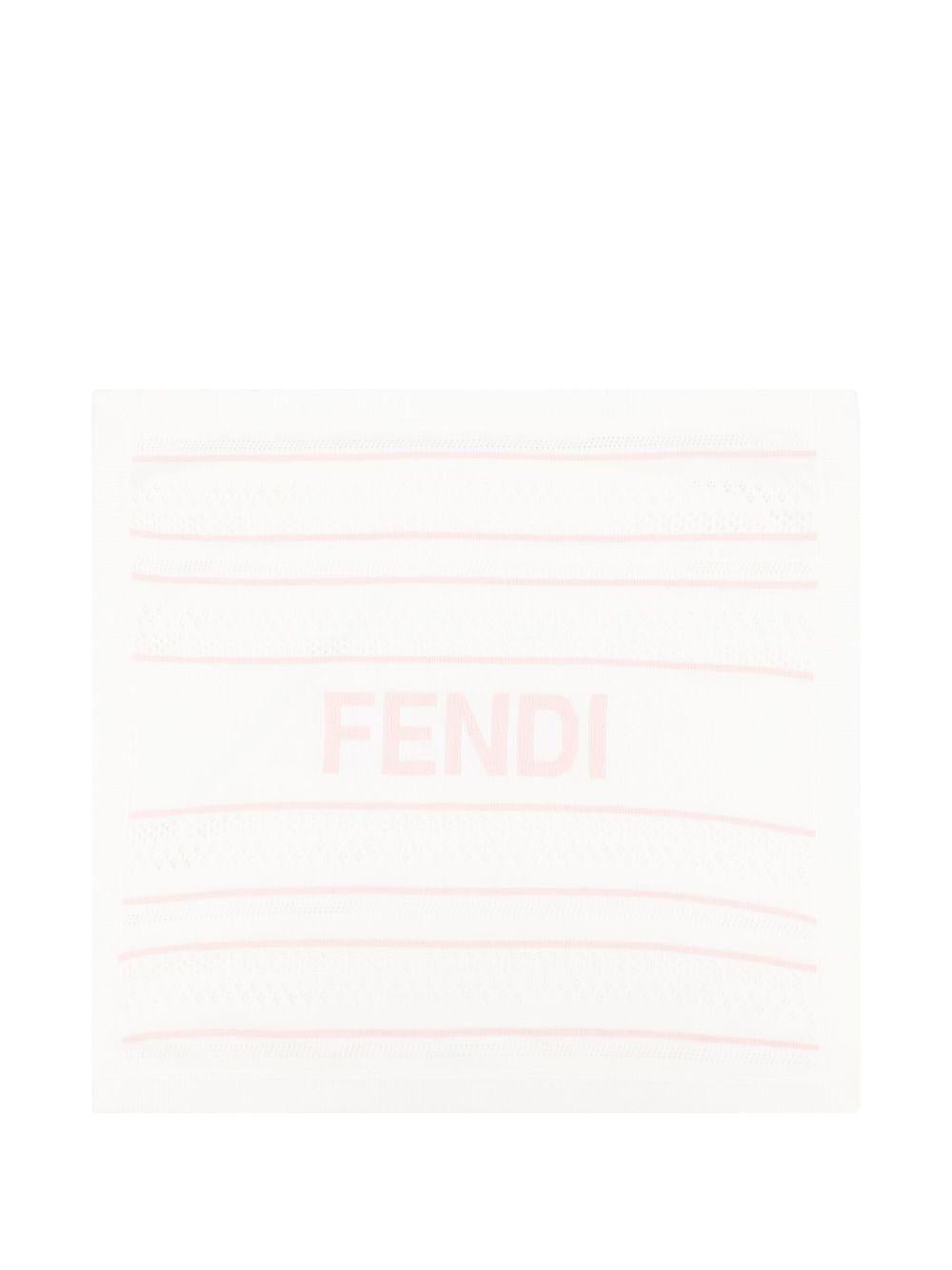 Coperta per neonata Fendi Kids bianco con ricamo e logo rosa - Rubino Kids