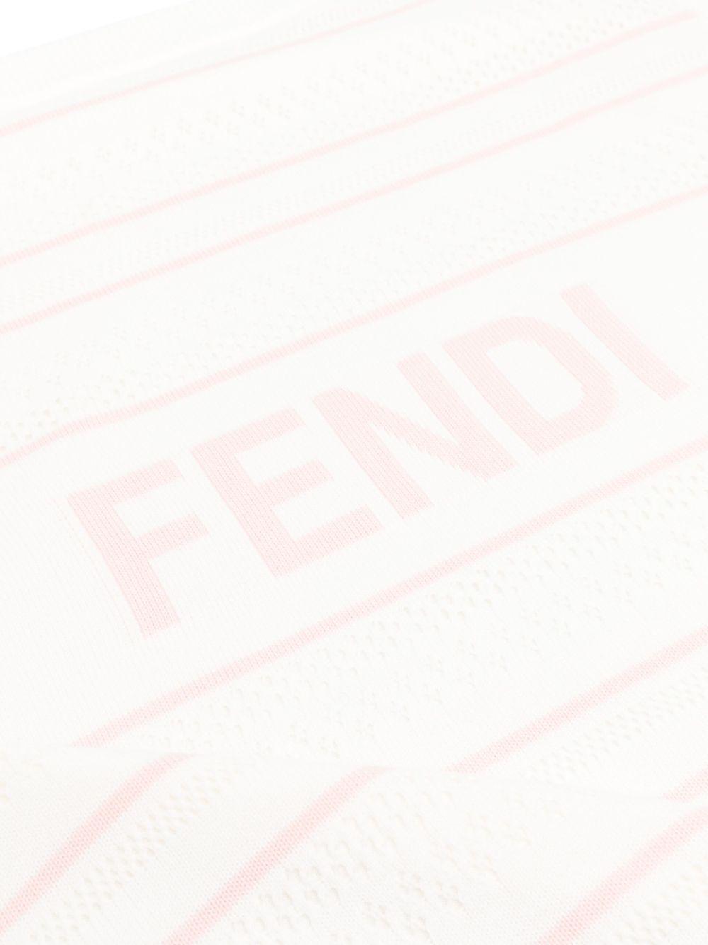 Coperta per neonata Fendi Kids bianco con ricamo e logo rosa - Rubino Kids