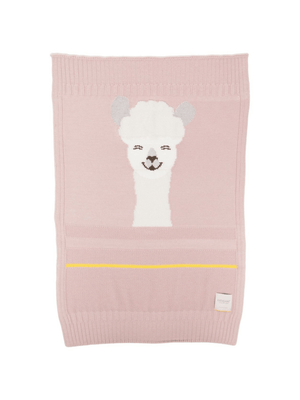 Gensami Kids Pink Baby Blanket with Llama Embroidery