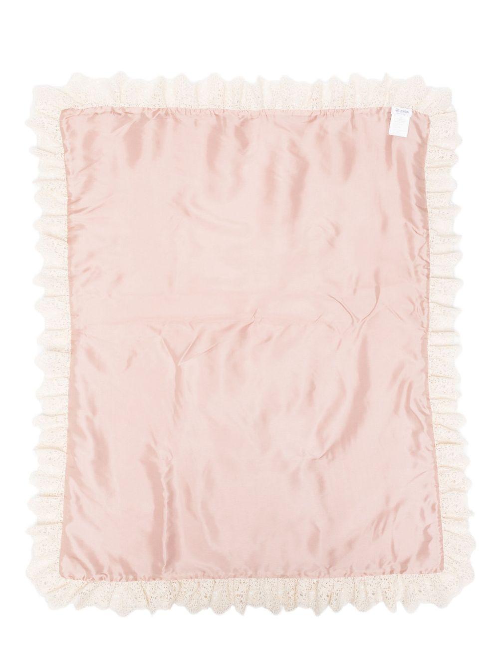 Coperta per neonata Jesurum Baby rosa con dettaglio pizzo - Rubino Kids