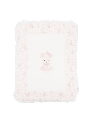 Coperta per neonata Monnalisa rosa con stampa orsacchiotto