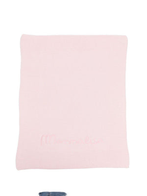 Coperta per neonata Monnalisa rosa in cotone ricamato