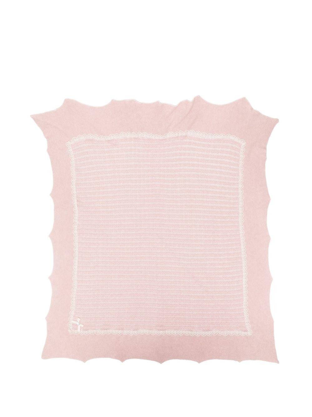 Coperta per neonata Paz Rodríguez rosa con bordo in pizzo - Rubino Kids