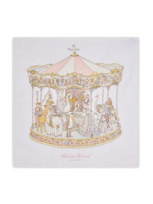 Coperta per neonati Atelier Chuox bianca con stampa Carousel