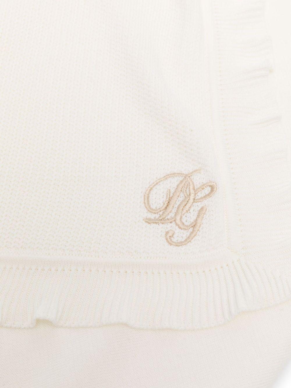 Coperta per neonati Dolce & Gabbana Kids bianco con ricamo con orlo increspato - Rubino Kids