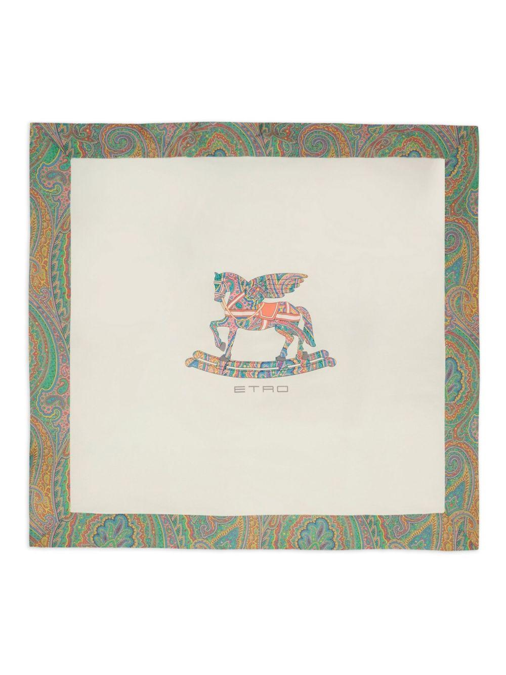 Coperta per neonati ETRO KIDS bianca con dettaglio Pegaso - Rubino Kids