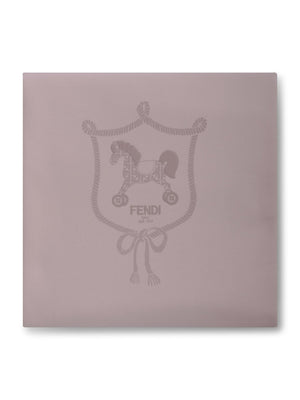 Coperta per neonati Fendi Kids  beige con stampa Cavallino Fendi sul davanti