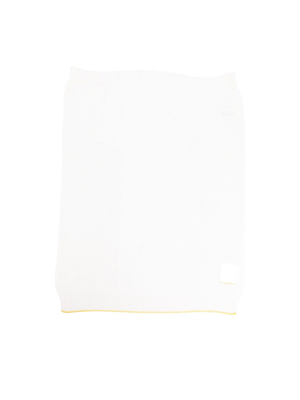 Gensami Kids Baby Blanket, White with Yellow Trim