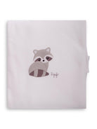 Coperta per neonati Il Gufo bianca con ricamo procione sul davanti - Rubino Kids