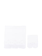 Coperta per neonati Mariella Ferrari bianca con bordo smerlato - Rubino Kids