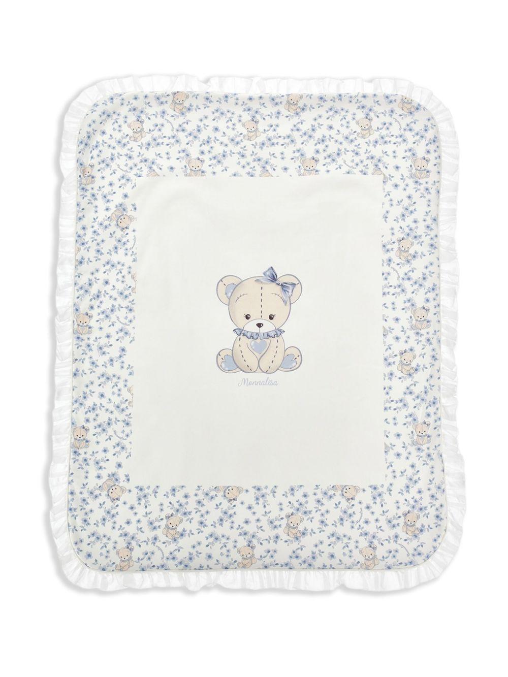 Coperta per neonati Monnalisa azzurra con stampa orsetto - Rubino Kids