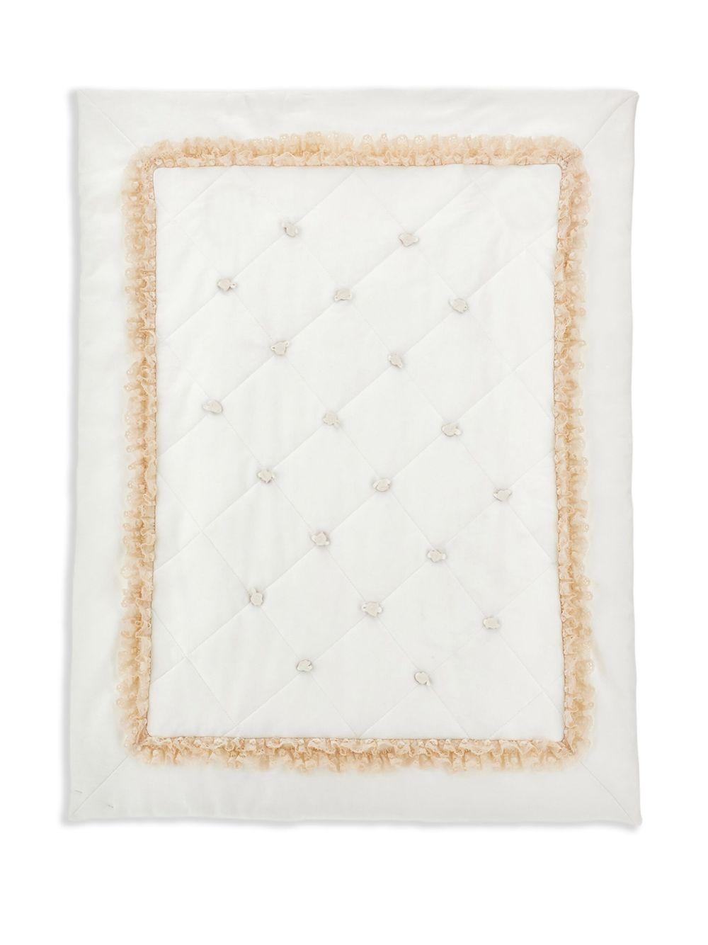 Coperta per neonati Monnalisa bianca con applicazione a fiori - Rubino Kids