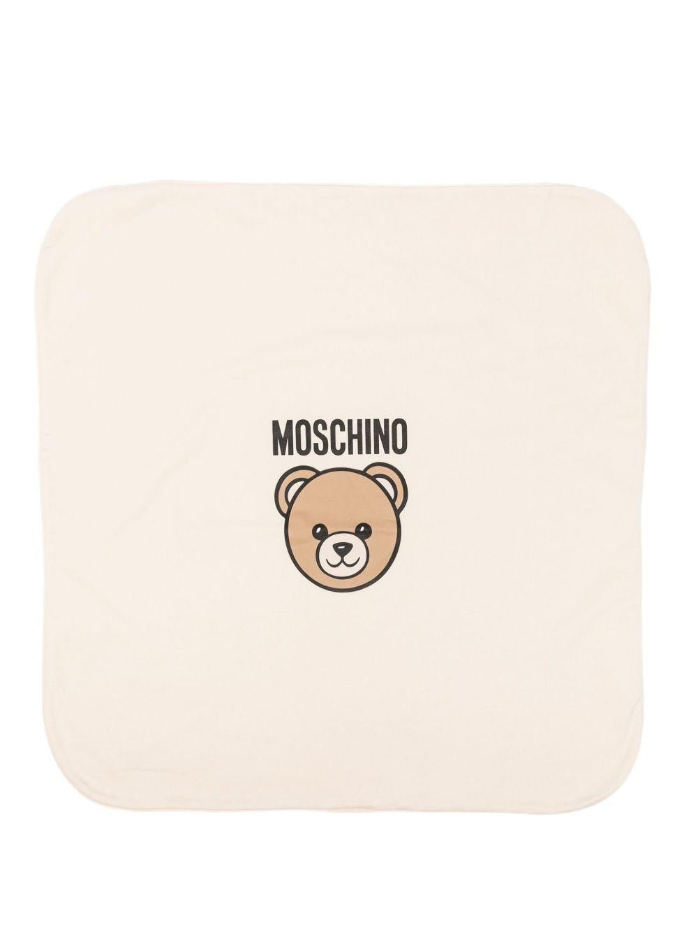 Coperta per neonati Moschino Kids beige con stampa orsetto - Rubino Kids