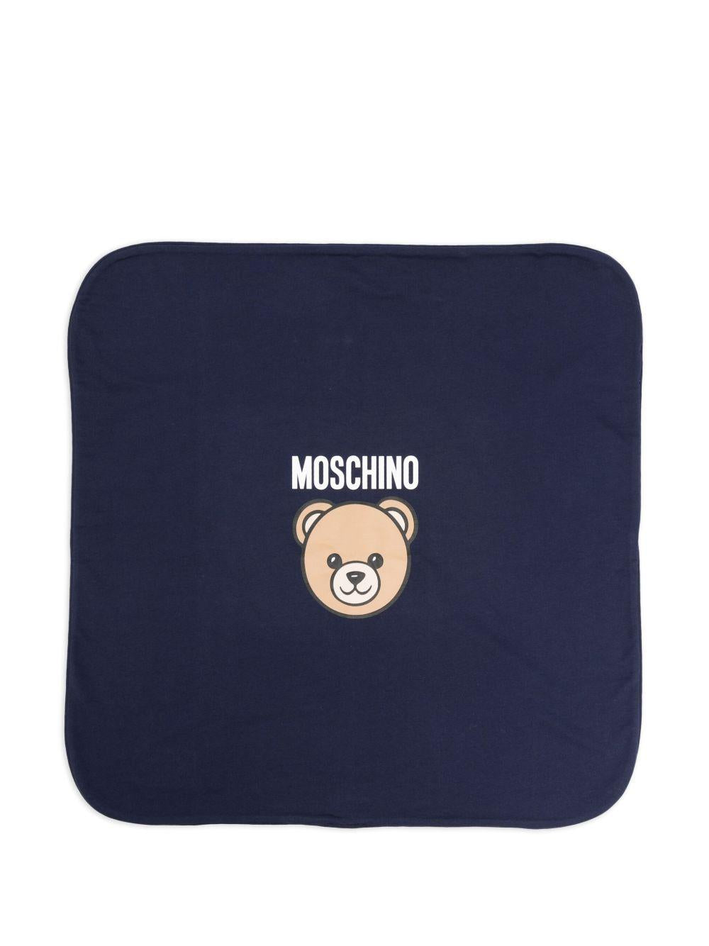 Coperta per neonati Moschino Kids blu con motivo Teddy Bear - Rubino Kids