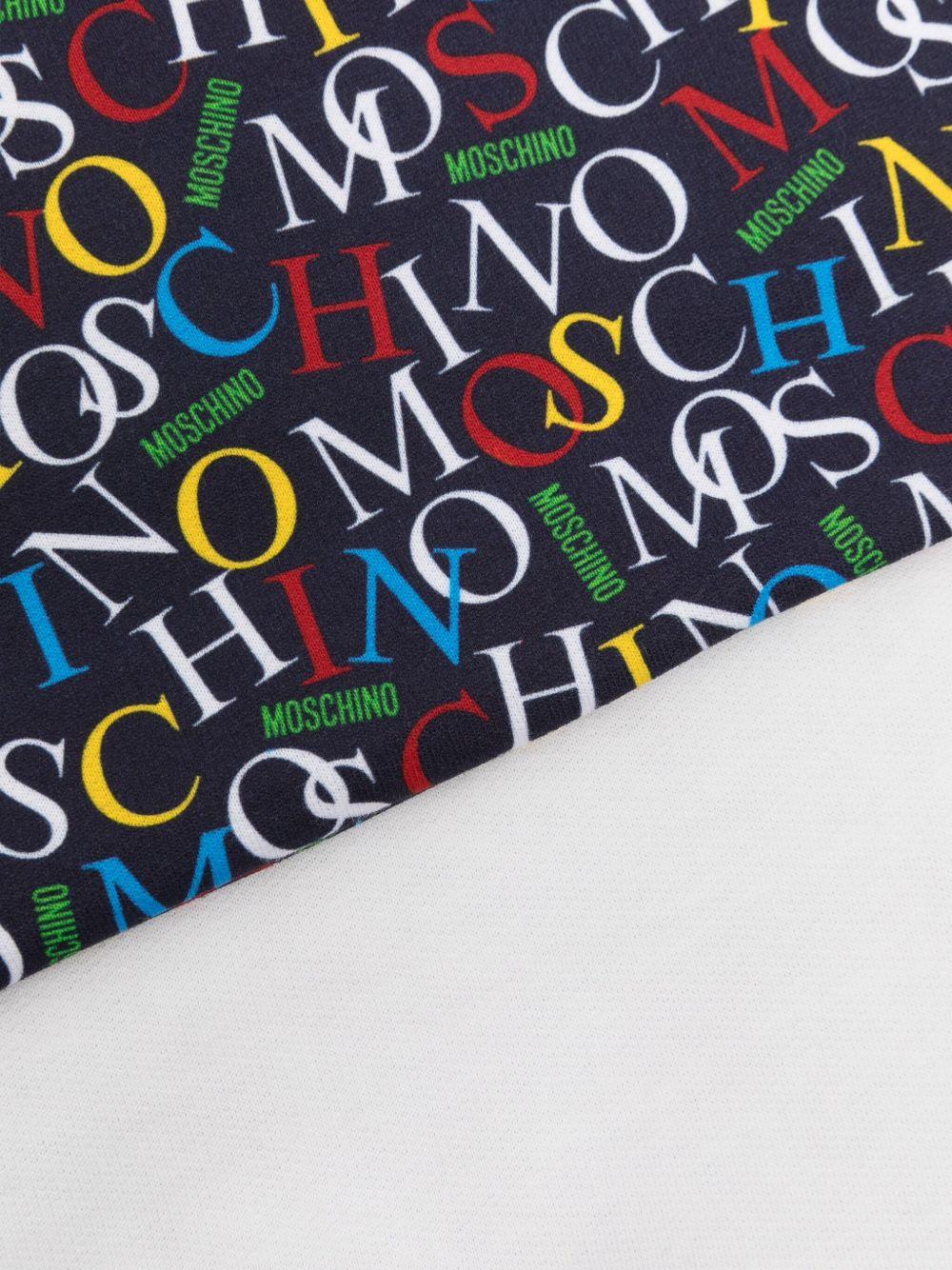Coperta per neonati Moschino Kids blu con stampa logo all - over - Rubino Kids