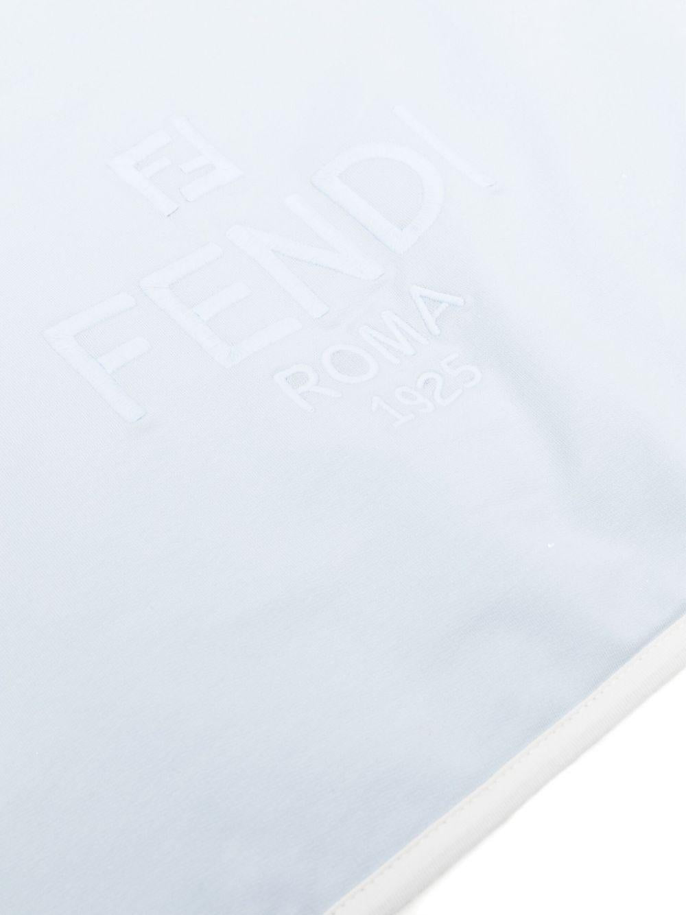 Coperta per neonato Fendi Kids azzurra con logo ricamato - Rubino Kids