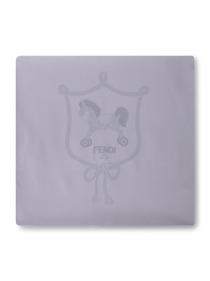 Coperta per neonato Fendi Kids azzurra con stampa Cavallino Fendi