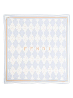 Coperta per neonato Fendi Kids azzurro con ricamo geometrico