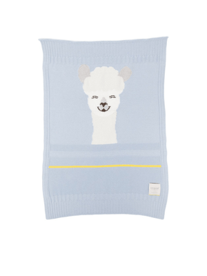 Gensami Kids Baby Blanket in Blue with Llama Inlay