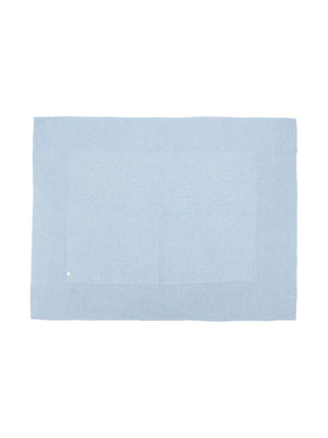 PaZ RODRIGUEZ baby blanket in blue with logo plaque