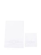 Coperta ricamata per neonati Mariella Ferrari bianco con dettagli azzurri - Rubino Kids