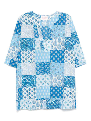 Copricostume per donna MC2 Saint Barth azzurro con design patchwork