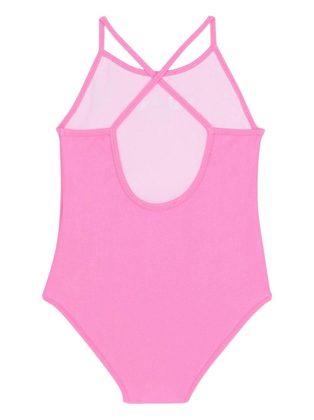 Costume da bagno per bambina Balmain Kids rosa con stampa logo - Rubino Kids