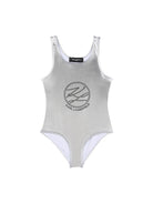 Costume da bagno per bambina Karl Lagerfeld Kids argento con decorazione - Rubino Kids