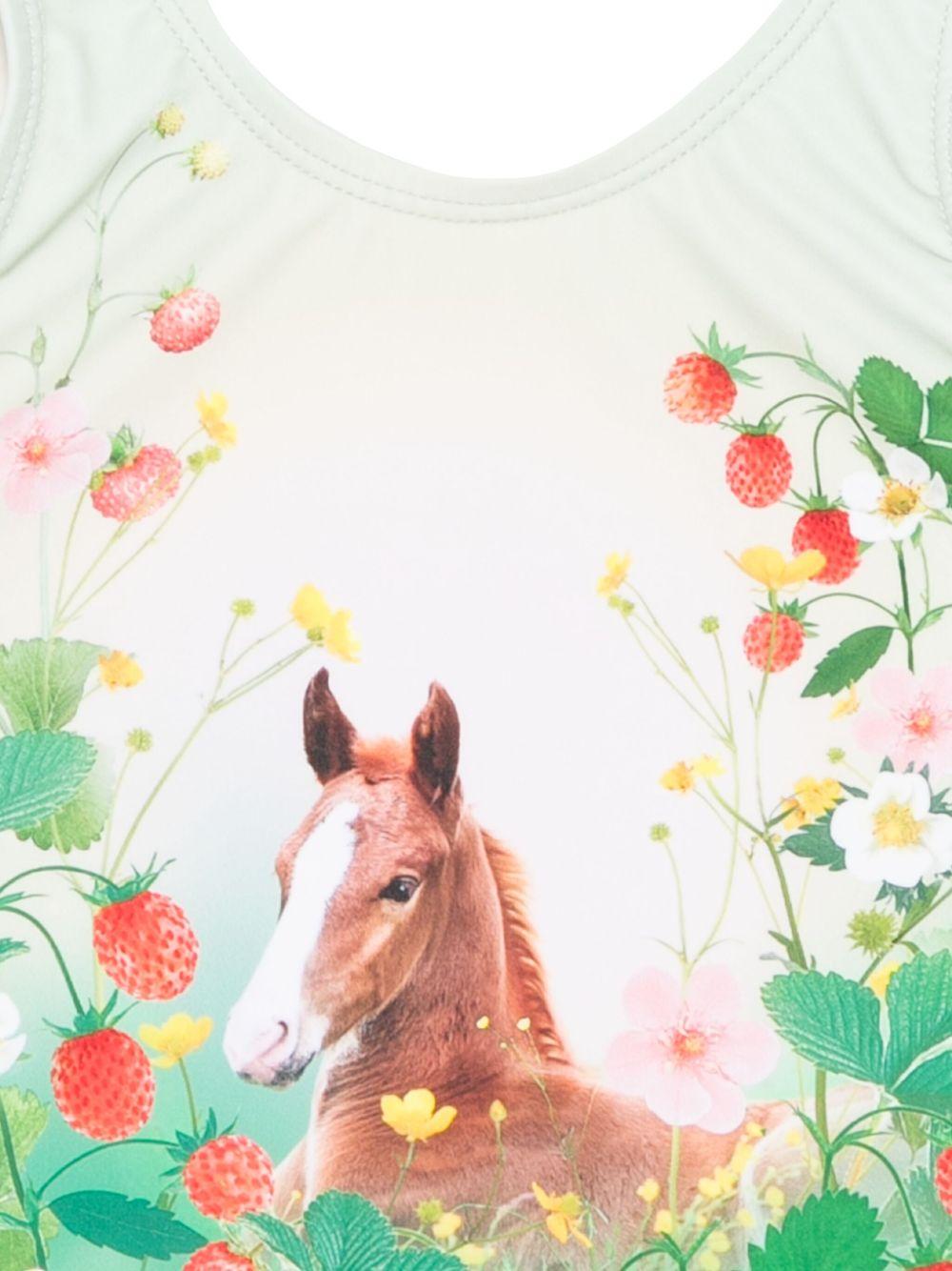 Costume da bagno per bambina Molo Nika verde con stampa a fiori - Rubino Kids