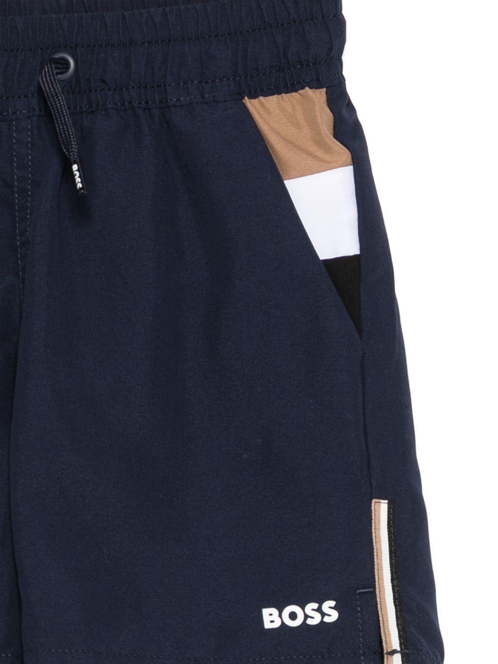 Costume da bagno per bambino Boss Kidswear blu con dettagli laterali - Rubino Kids