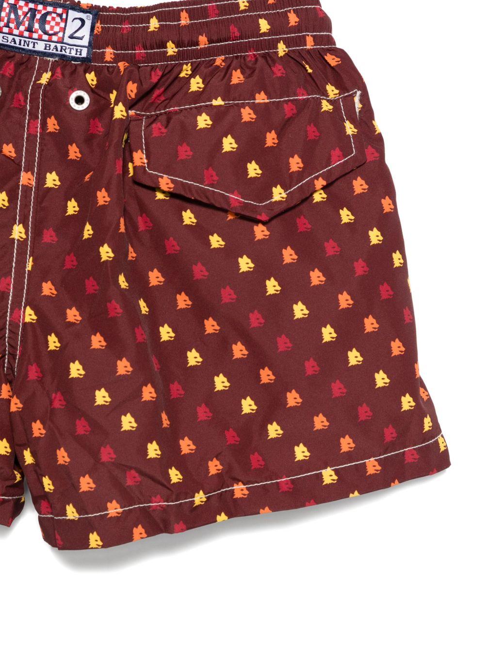 Costume da bagno per bambino MC2 Saint Barth Kids marrone con stampa grafica geometrica - Rubino Kids