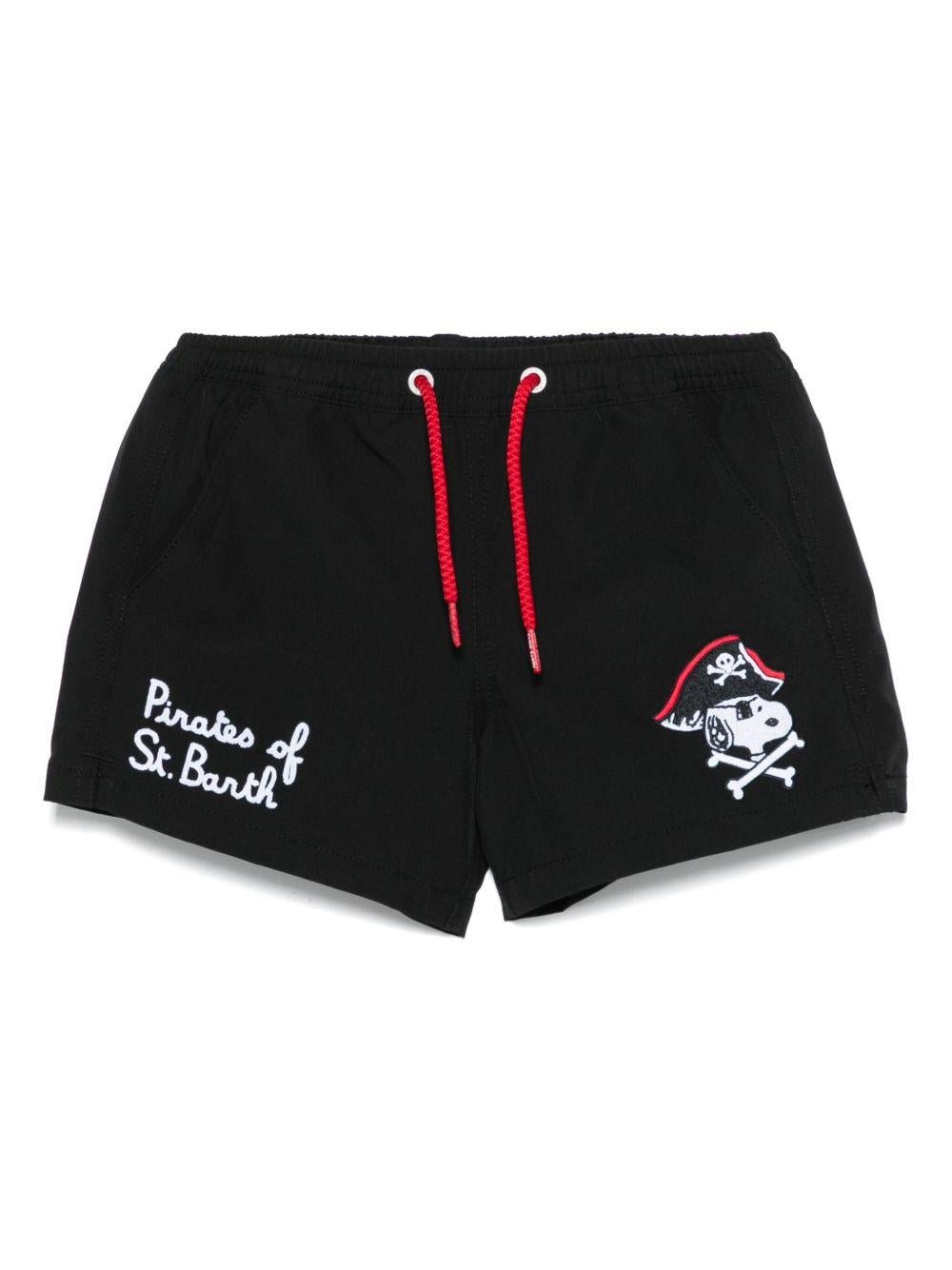 Costume da bagno per bambino MC2 Saint Barth Kids nero con motivo ricamato - Rubino Kids