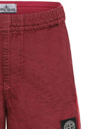 Costume da bagno per bambino Stone Island Junior rosso con applicazione logo sulla gamba - Rubino Kids