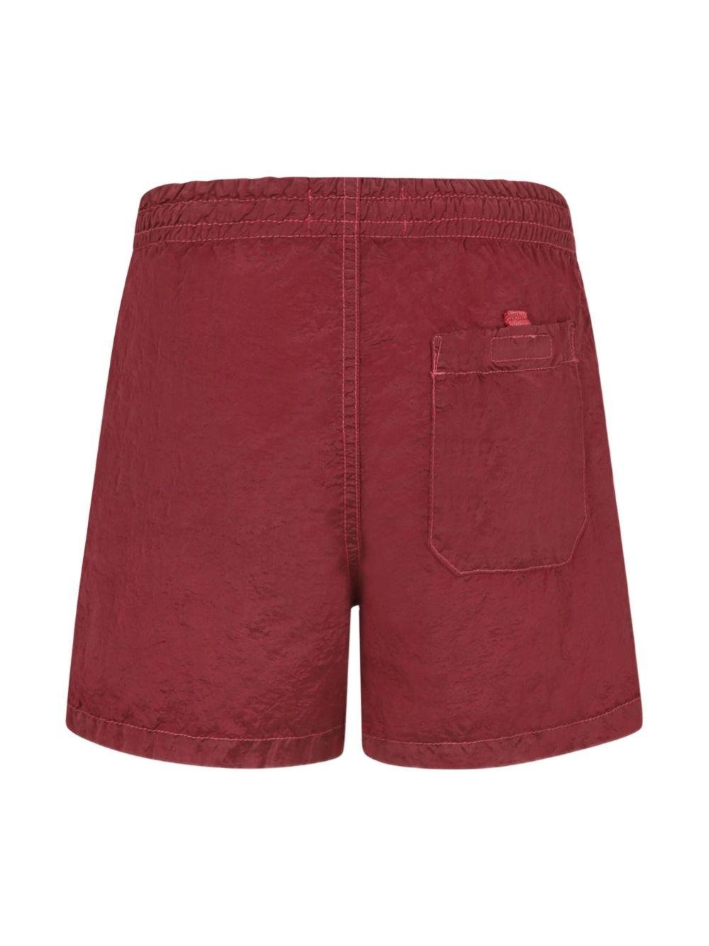 Costume da bagno per bambino Stone Island Junior rosso con applicazione logo sulla gamba - Rubino Kids