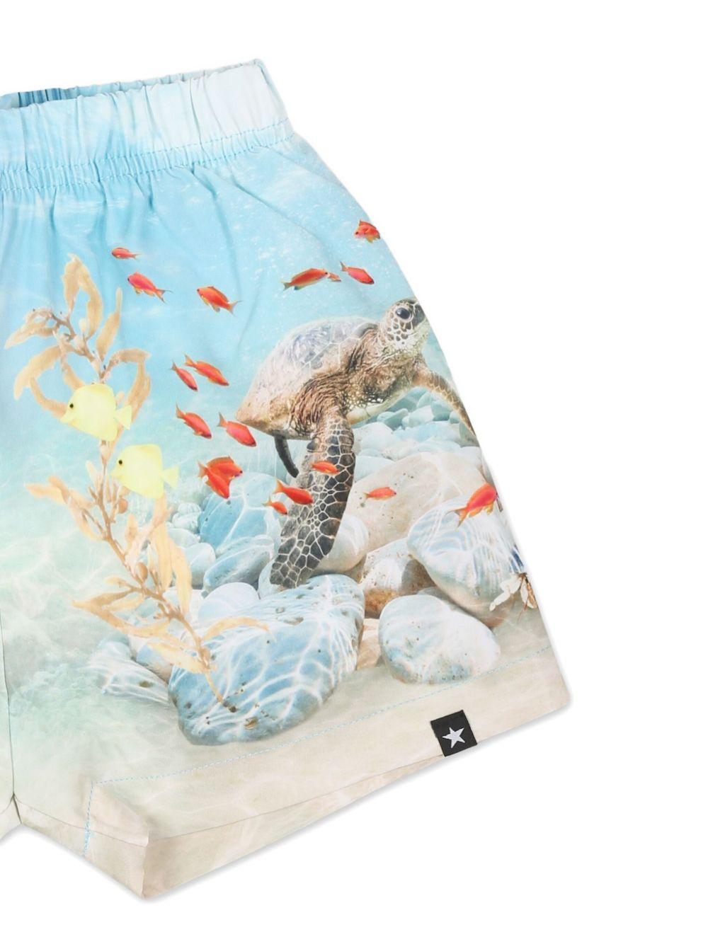 Costume da bagno per neonato Molo azzurro con stampa grafica e vita elasticizzata - Rubino Kids