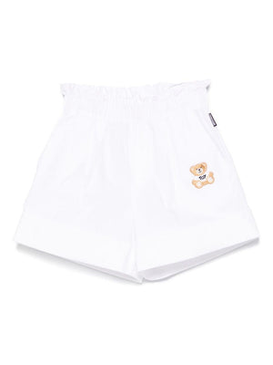 Costume da bagno Teddy Bear per bambina Moschino Kids bianco con orlo con risvolto