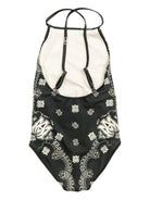 Costume intero per bambina Amiri Kids verde con stampa Paisley - Rubino Kids