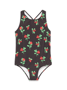 Costume intero per bambina Mini Rodini Lingonberries nero con stampa grafica - Rubino Kids